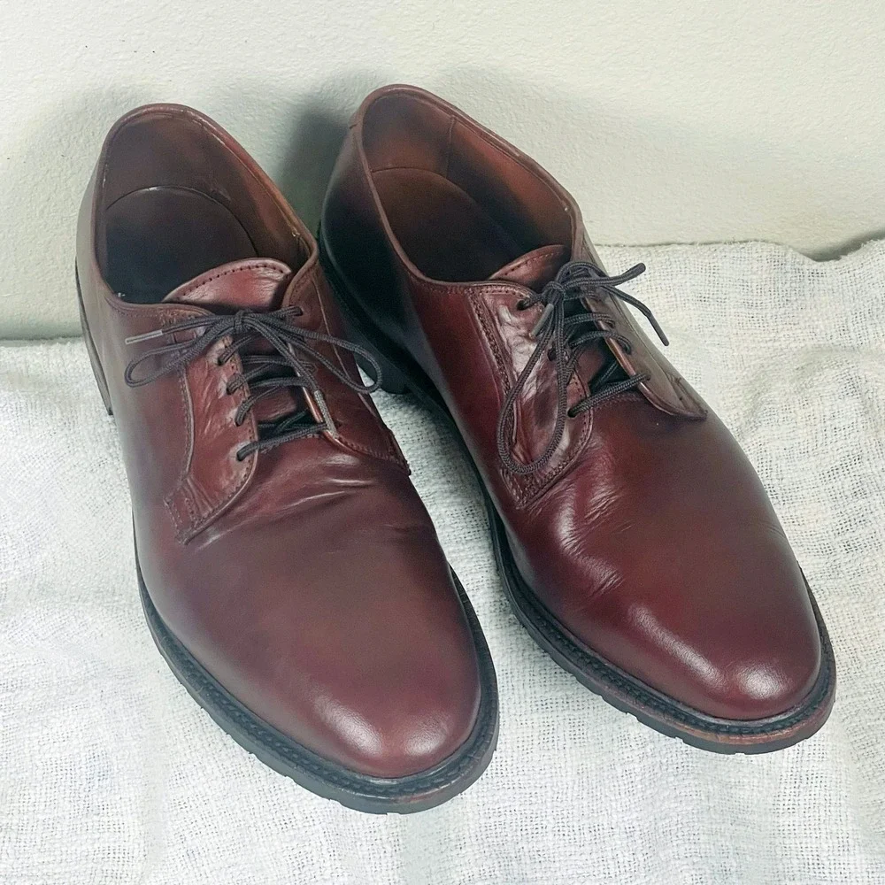 Allen Edmonds Black Hills Men's 12 E Wide Leather Plain-Toe Derby Blucher Shoes